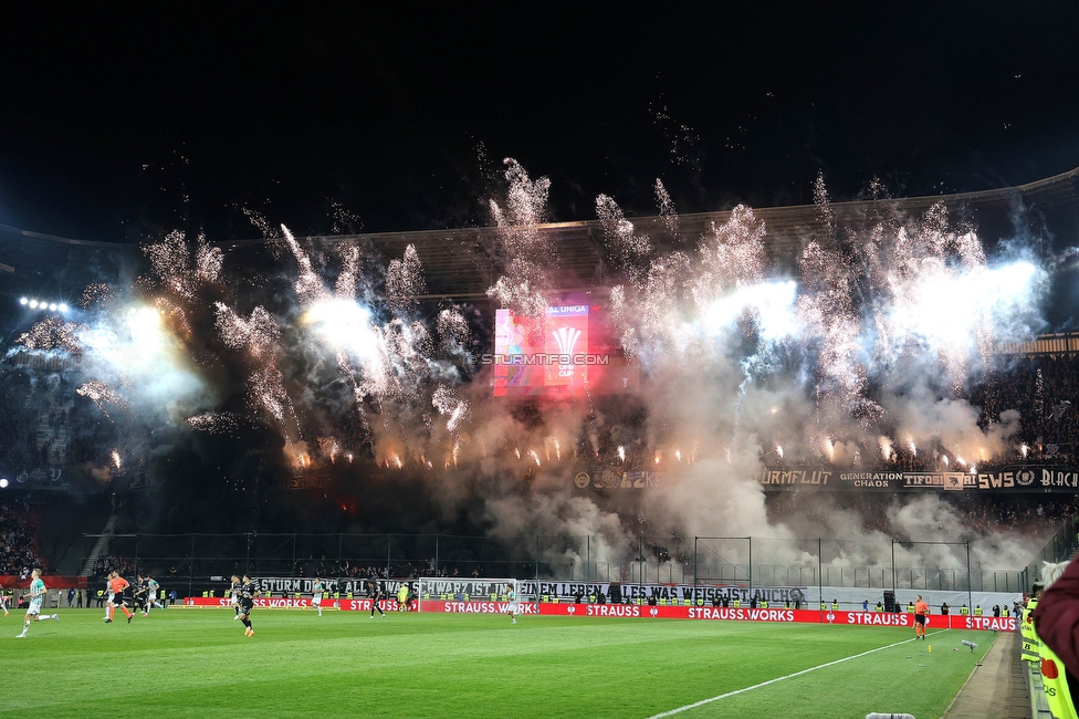 Rapid Wien - Sturm Graz
OEFB Cup, Finale, SK Rapid Wien - SK Sturm Graz, Woerthersee Stadion Klagenfurt, 30.04.2023. 

Foto zeigt Fans von Sturm mit einer Choreografie
Schlüsselwörter: pyrotechnik