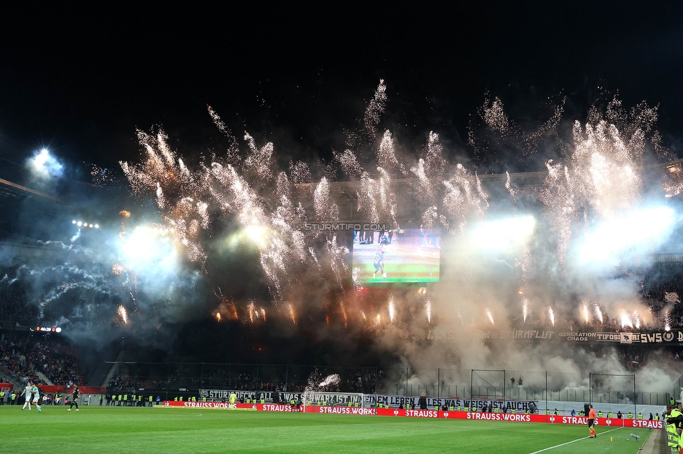 Rapid Wien - Sturm Graz
OEFB Cup, Finale, SK Rapid Wien - SK Sturm Graz, Woerthersee Stadion Klagenfurt, 30.04.2023. 

Foto zeigt Fans von Sturm mit einer Choreografie
Schlüsselwörter: pyrotechnik