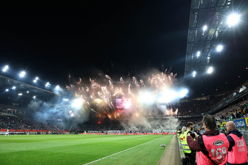 Rapid Wien - Sturm Graz
OEFB Cup, Finale, SK Rapid Wien - SK Sturm Graz, Woerthersee Stadion Klagenfurt, 30.04.2023. 

Foto zeigt Fans von Sturm mit einer Choreografie
Schlüsselwörter: pyrotechnik