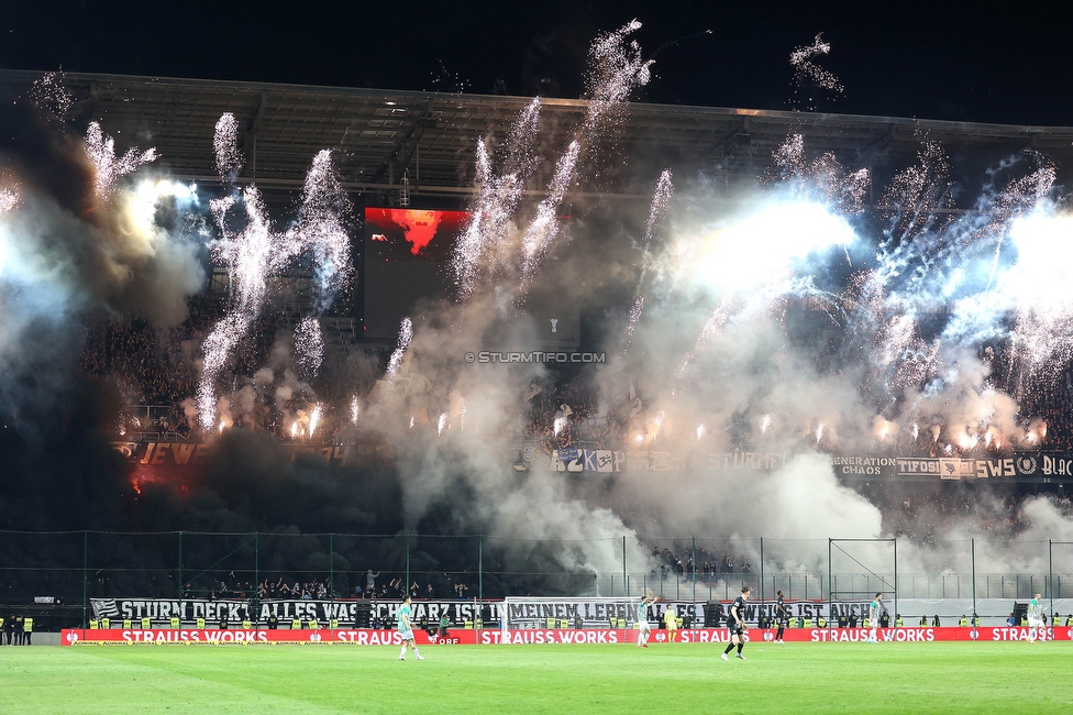 Rapid Wien - Sturm Graz
OEFB Cup, Finale, SK Rapid Wien - SK Sturm Graz, Woerthersee Stadion Klagenfurt, 30.04.2023. 

Foto zeigt Fans von Sturm mit einer Choreografie
Schlüsselwörter: pyrotechnik