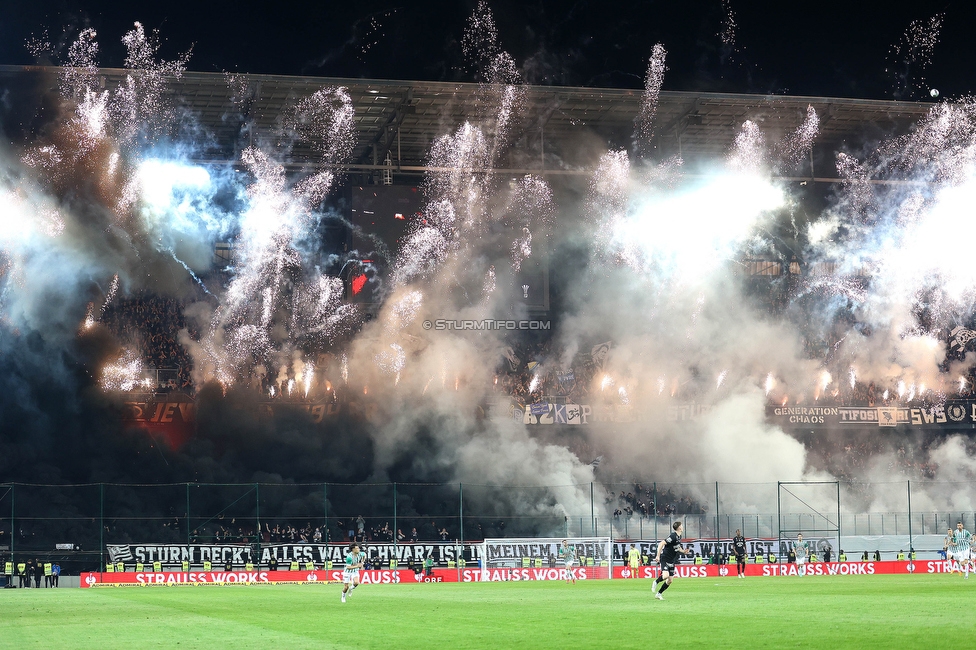 Rapid Wien - Sturm Graz
OEFB Cup, Finale, SK Rapid Wien - SK Sturm Graz, Woerthersee Stadion Klagenfurt, 30.04.2023. 

Foto zeigt Fans von Sturm mit einer Choreografie
Schlüsselwörter: pyrotechnik