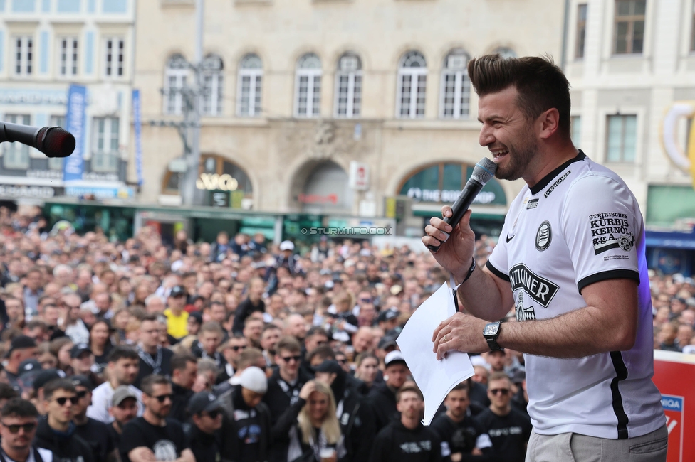 Cupfeier Sturm Graz
OEFB Cup, SK Sturm Graz Cupfeier, Graz, 01.05.2023. 

Foto zeigt Thomas Seidl (Stadionsprecher Sturm)
