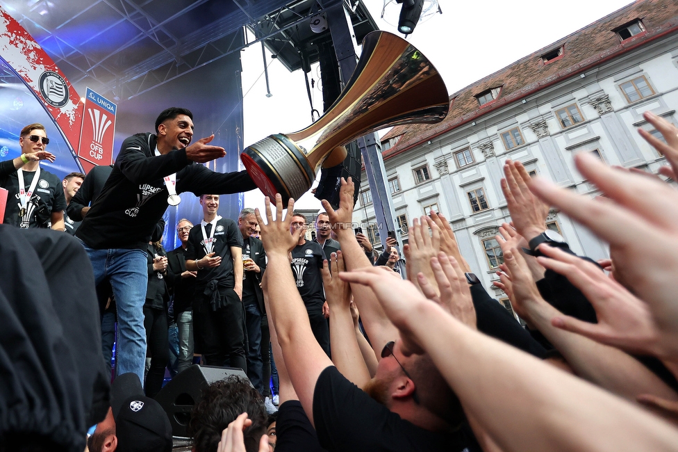 Cupfeier Sturm Graz
OEFB Cup, SK Sturm Graz Cupfeier, Graz, 01.05.2023. 

Foto zeigt Manprit Sarkaria (Sturm)
