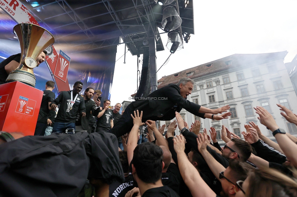 Cupfeier Sturm Graz
OEFB Cup, SK Sturm Graz Cupfeier, Graz, 01.05.2023. 

Foto zeigt Christian Jauk (Praesident Sturm)
