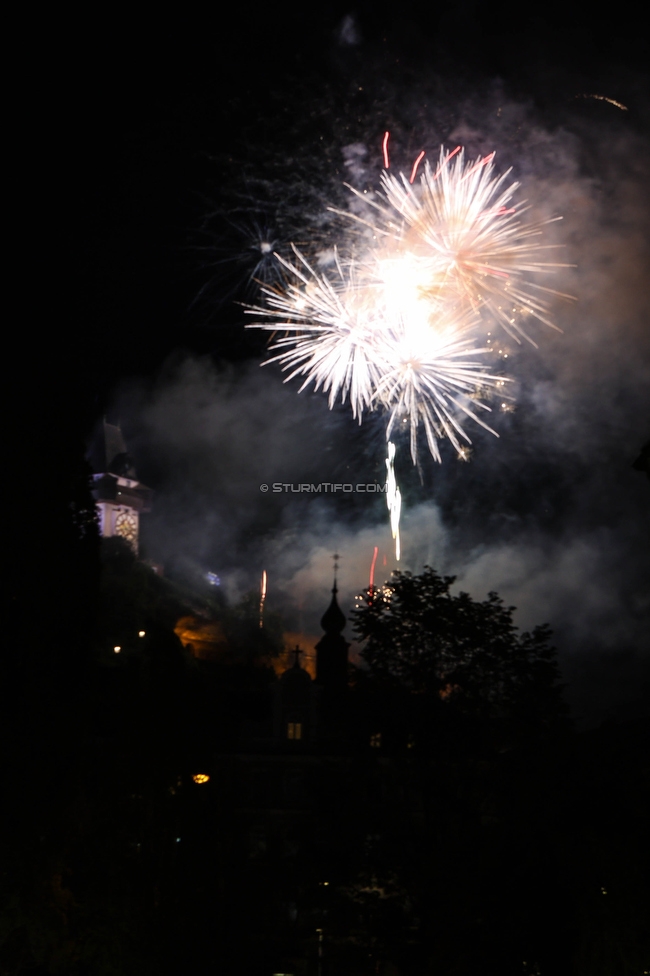 Cupfeier Sturm Graz
OEFB Cup, SK Sturm Graz Cupfeier, Graz, 01.05.2023. 

Foto zeigt ein Feuerwerk
