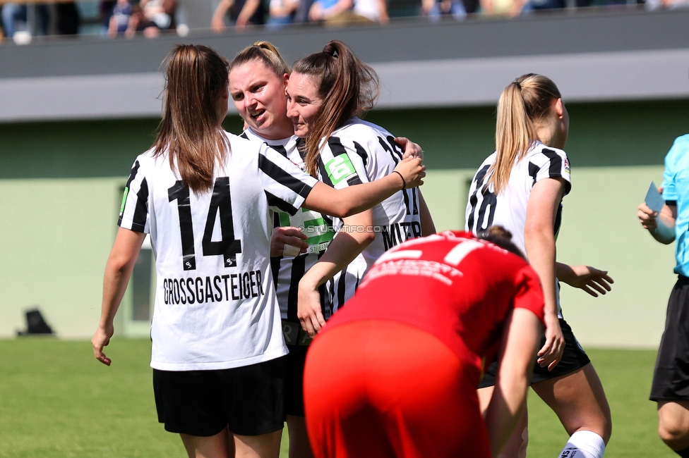 Sturm Damen - Bergheim
OEFB Frauen Bundesliga, 14. Runde, SK Sturm Graz Damen - FC Bergheim, MURAUER Bier Arena - StFV Graz, 06.05.2023. 

Foto zeigt Stefanie Grossgasteiger (Sturm Damen), Julia Matuschewski (Sturm Damen) und Linda Mittermair (Sturm Damen)
