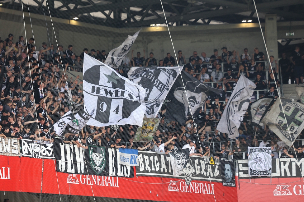 Austria Wien - Sturm Graz
Oesterreichische Fussball Bundesliga, 28. Runde, FK Austria Wien - SK Sturm Graz, Franz Horr Stadion Wien, 07.05.2023. 

Foto zeigt Fans von Sturm
