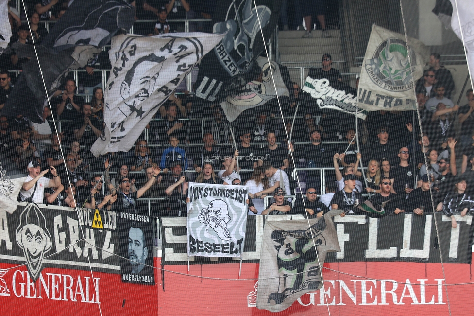 Austria Wien - Sturm Graz
Oesterreichische Fussball Bundesliga, 28. Runde, FK Austria Wien - SK Sturm Graz, Franz Horr Stadion Wien, 07.05.2023. 

Foto zeigt Fans von Sturm
