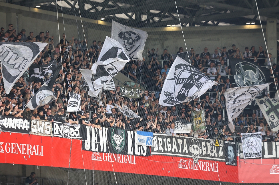 Austria Wien - Sturm Graz
Oesterreichische Fussball Bundesliga, 28. Runde, FK Austria Wien - SK Sturm Graz, Franz Horr Stadion Wien, 07.05.2023. 

Foto zeigt Fans von Sturm
