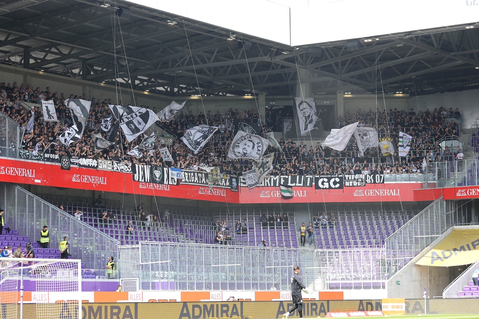 Austria Wien - Sturm Graz
Oesterreichische Fussball Bundesliga, 28. Runde, FK Austria Wien - SK Sturm Graz, Franz Horr Stadion Wien, 07.05.2023. 

Foto zeigt Fans von Sturm
