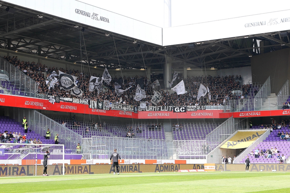 Austria Wien - Sturm Graz
Oesterreichische Fussball Bundesliga, 28. Runde, FK Austria Wien - SK Sturm Graz, Franz Horr Stadion Wien, 07.05.2023. 

Foto zeigt Fans von Sturm
