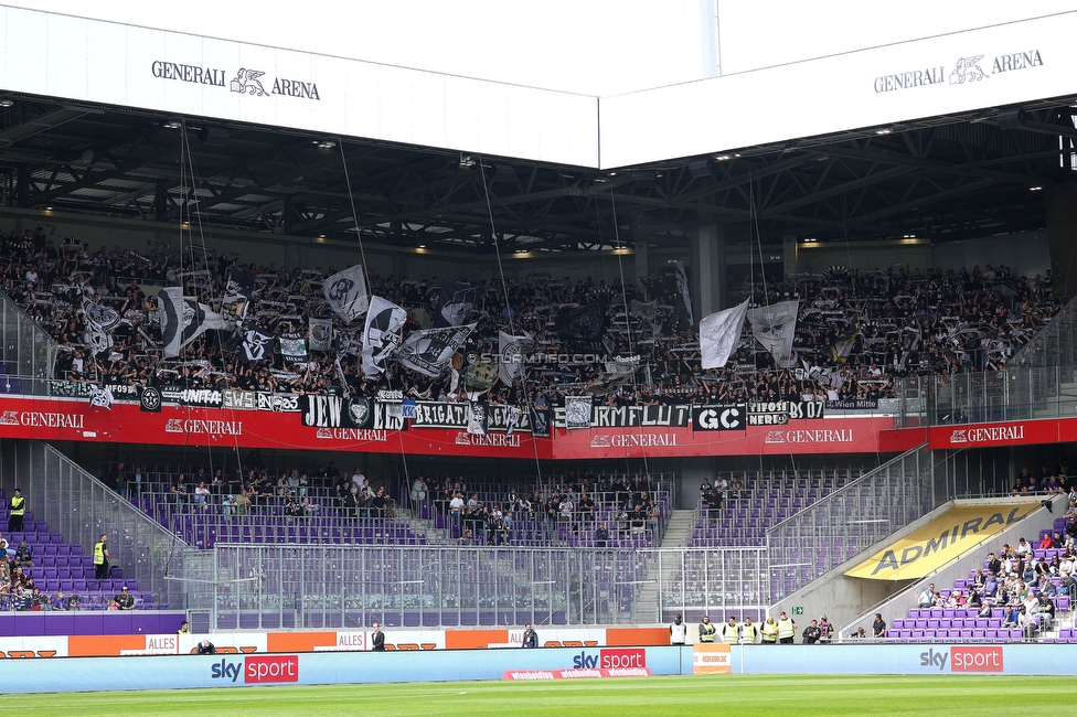 Austria Wien - Sturm Graz
Oesterreichische Fussball Bundesliga, 28. Runde, FK Austria Wien - SK Sturm Graz, Franz Horr Stadion Wien, 07.05.2023. 

Foto zeigt Fans von Sturm
Schlüsselwörter: schals