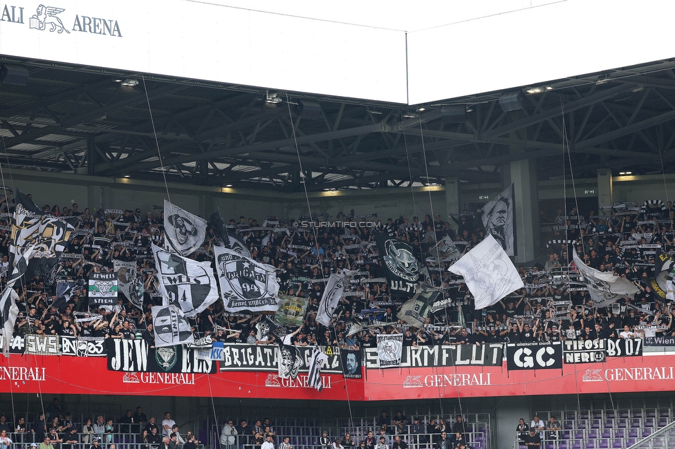 Austria Wien - Sturm Graz
Oesterreichische Fussball Bundesliga, 28. Runde, FK Austria Wien - SK Sturm Graz, Franz Horr Stadion Wien, 07.05.2023. 

Foto zeigt Fans von Sturm
Schlüsselwörter: schals