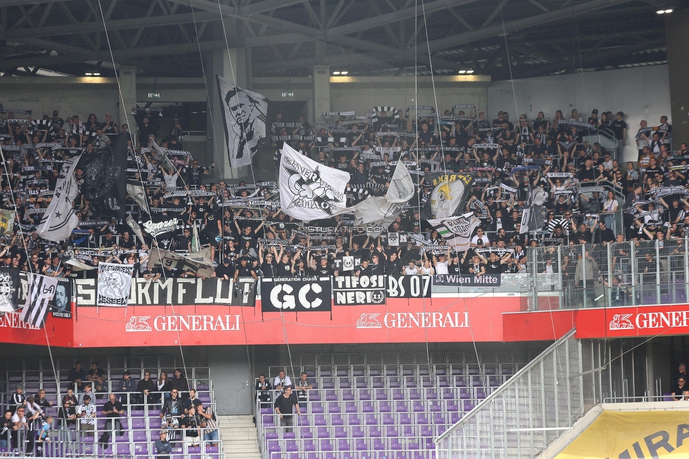 Austria Wien - Sturm Graz
Oesterreichische Fussball Bundesliga, 28. Runde, FK Austria Wien - SK Sturm Graz, Franz Horr Stadion Wien, 07.05.2023. 

Foto zeigt Fans von Sturm
Schlüsselwörter: sturmflut generationchaos schals