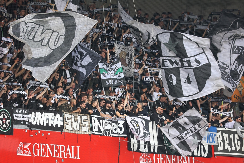 Austria Wien - Sturm Graz
Oesterreichische Fussball Bundesliga, 28. Runde, FK Austria Wien - SK Sturm Graz, Franz Horr Stadion Wien, 07.05.2023. 

Foto zeigt Fans von Sturm
Schlüsselwörter: unita sws bastion schals