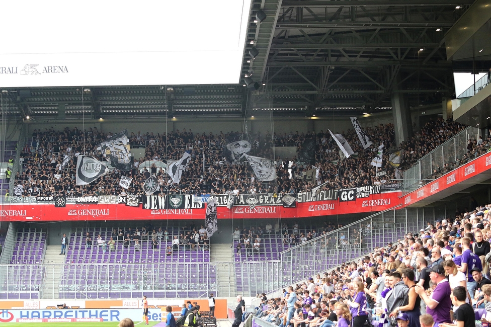 Austria Wien - Sturm Graz
Oesterreichische Fussball Bundesliga, 28. Runde, FK Austria Wien - SK Sturm Graz, Franz Horr Stadion Wien, 07.05.2023. 

Foto zeigt Fans von Sturm
