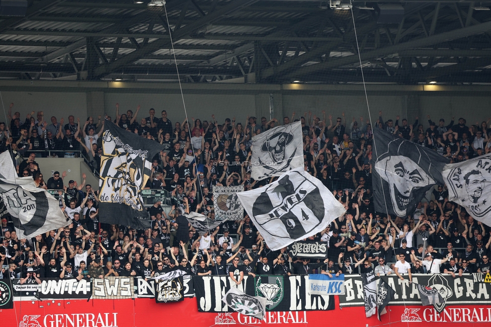 Austria Wien - Sturm Graz
Oesterreichische Fussball Bundesliga, 28. Runde, FK Austria Wien - SK Sturm Graz, Franz Horr Stadion Wien, 07.05.2023. 

Foto zeigt Fans von Sturm
