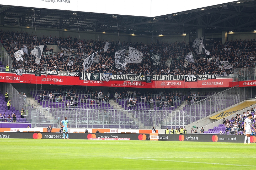 Austria Wien - Sturm Graz
Oesterreichische Fussball Bundesliga, 28. Runde, FK Austria Wien - SK Sturm Graz, Franz Horr Stadion Wien, 07.05.2023. 

Foto zeigt Fans von Sturm
