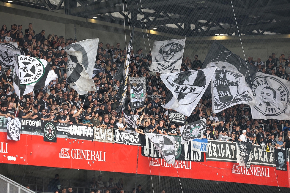 Austria Wien - Sturm Graz
Oesterreichische Fussball Bundesliga, 28. Runde, FK Austria Wien - SK Sturm Graz, Franz Horr Stadion Wien, 07.05.2023. 

Foto zeigt Fans von Sturm
