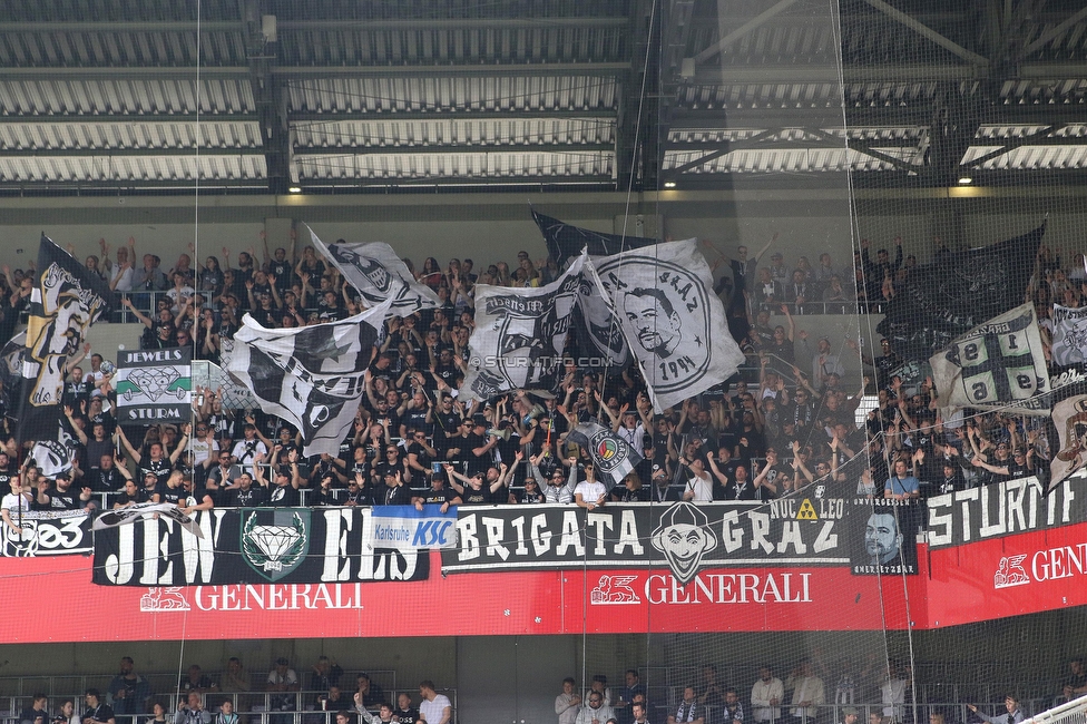 Austria Wien - Sturm Graz
Oesterreichische Fussball Bundesliga, 28. Runde, FK Austria Wien - SK Sturm Graz, Franz Horr Stadion Wien, 07.05.2023. 

Foto zeigt Fans von Sturm
