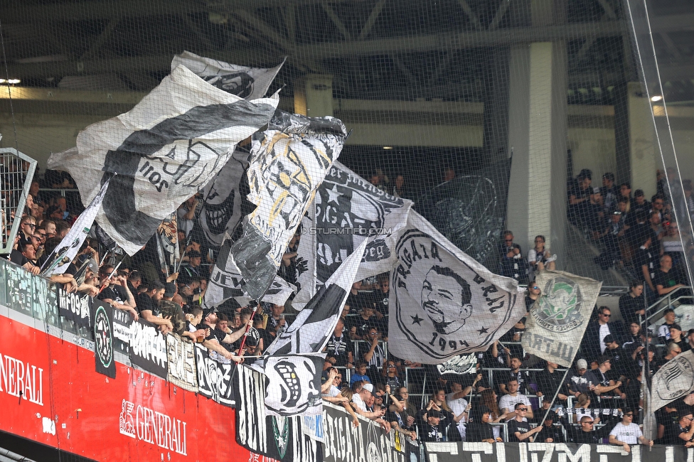 Austria Wien - Sturm Graz
Oesterreichische Fussball Bundesliga, 28. Runde, FK Austria Wien - SK Sturm Graz, Franz Horr Stadion Wien, 07.05.2023. 

Foto zeigt Fans von Sturm
