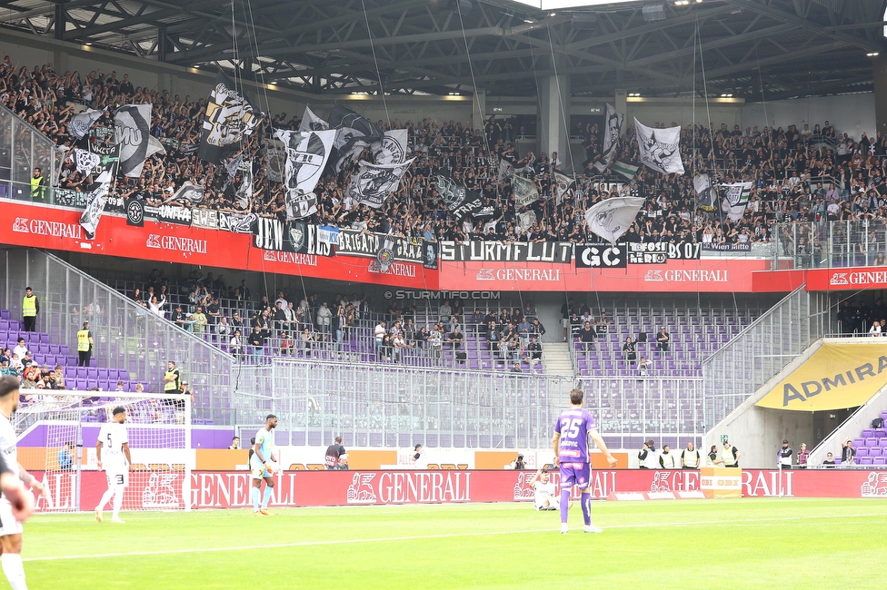 Austria Wien - Sturm Graz
Oesterreichische Fussball Bundesliga, 28. Runde, FK Austria Wien - SK Sturm Graz, Franz Horr Stadion Wien, 07.05.2023. 

Foto zeigt Fans von Sturm
