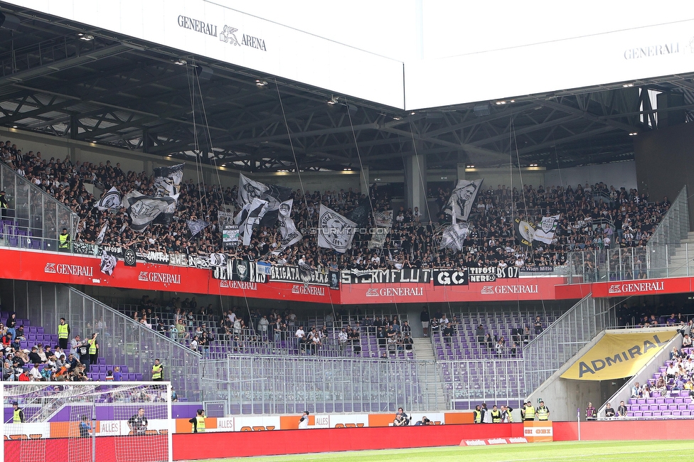 Austria Wien - Sturm Graz
Oesterreichische Fussball Bundesliga, 28. Runde, FK Austria Wien - SK Sturm Graz, Franz Horr Stadion Wien, 07.05.2023. 

Foto zeigt Fans von Sturm
