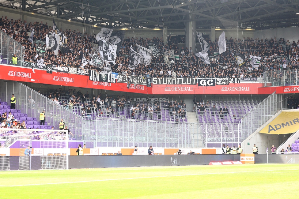 Austria Wien - Sturm Graz
Oesterreichische Fussball Bundesliga, 28. Runde, FK Austria Wien - SK Sturm Graz, Franz Horr Stadion Wien, 07.05.2023. 

Foto zeigt Fans von Sturm
