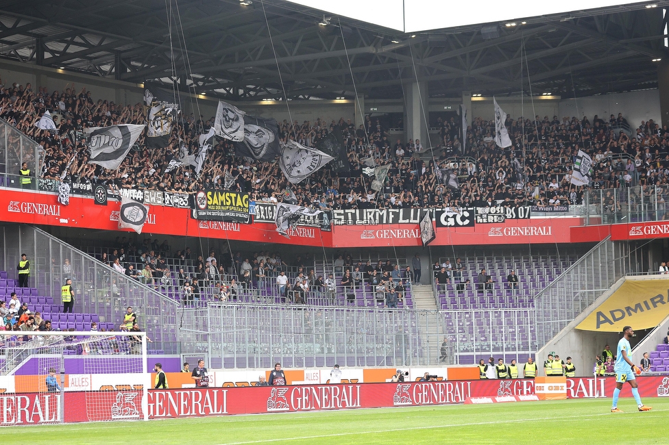 Austria Wien - Sturm Graz
Oesterreichische Fussball Bundesliga, 28. Runde, FK Austria Wien - SK Sturm Graz, Franz Horr Stadion Wien, 07.05.2023. 

Foto zeigt Fans von Sturm
