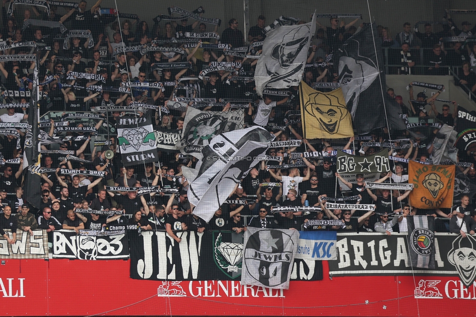 Austria Wien - Sturm Graz
Oesterreichische Fussball Bundesliga, 28. Runde, FK Austria Wien - SK Sturm Graz, Franz Horr Stadion Wien, 07.05.2023. 

Foto zeigt Fans von Sturm
Schlüsselwörter: sturmstadion schals