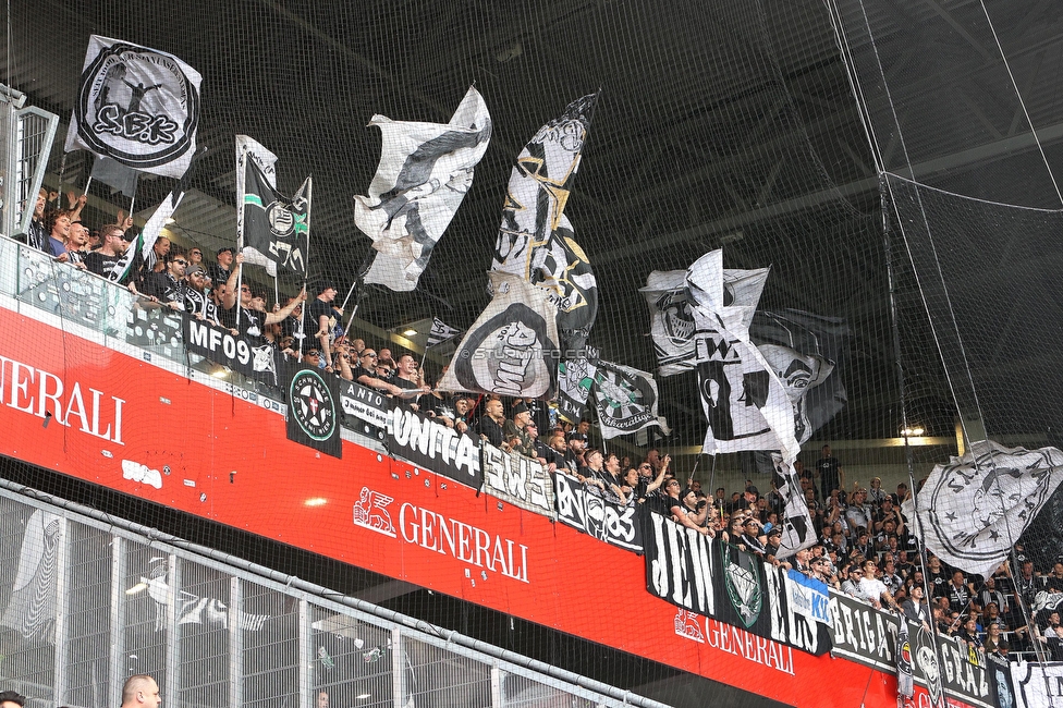 Austria Wien - Sturm Graz
Oesterreichische Fussball Bundesliga, 28. Runde, FK Austria Wien - SK Sturm Graz, Franz Horr Stadion Wien, 07.05.2023. 

Foto zeigt Fans von Sturm
