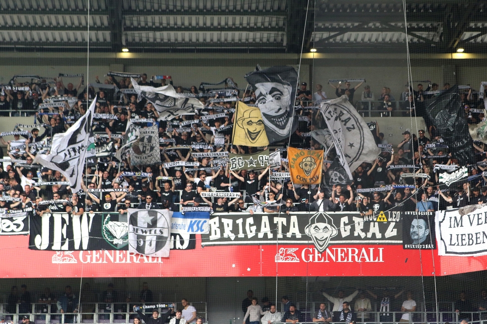 Austria Wien - Sturm Graz
Oesterreichische Fussball Bundesliga, 28. Runde, FK Austria Wien - SK Sturm Graz, Franz Horr Stadion Wien, 07.05.2023. 

Foto zeigt Fans von Sturm
