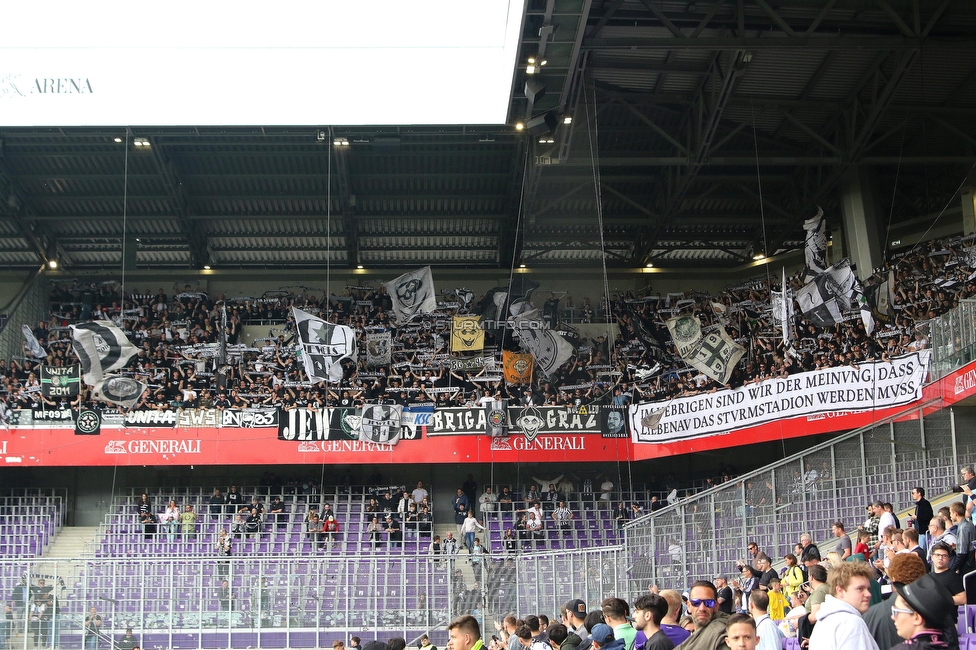 Austria Wien - Sturm Graz
Oesterreichische Fussball Bundesliga, 28. Runde, FK Austria Wien - SK Sturm Graz, Franz Horr Stadion Wien, 07.05.2023. 

Foto zeigt Fans von Sturm
