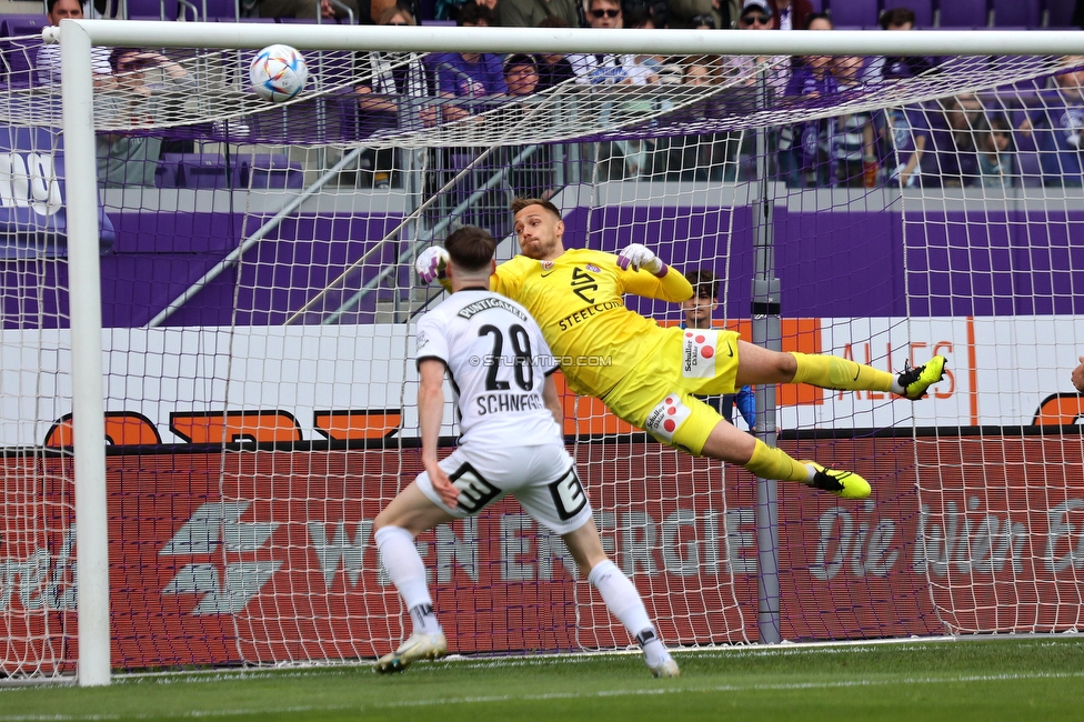 Austria Wien - Sturm Graz
Oesterreichische Fussball Bundesliga, 28. Runde, FK Austria Wien - SK Sturm Graz, Franz Horr Stadion Wien, 07.05.2023. 

Foto zeigt David Schnegg (Sturm)
