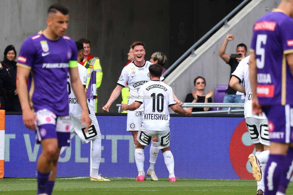 Austria Wien - Sturm Graz
Oesterreichische Fussball Bundesliga, 28. Runde, FK Austria Wien - SK Sturm Graz, Franz Horr Stadion Wien, 07.05.2023. 

Foto zeigt David Schnegg (Sturm)
Schlüsselwörter: torjubel