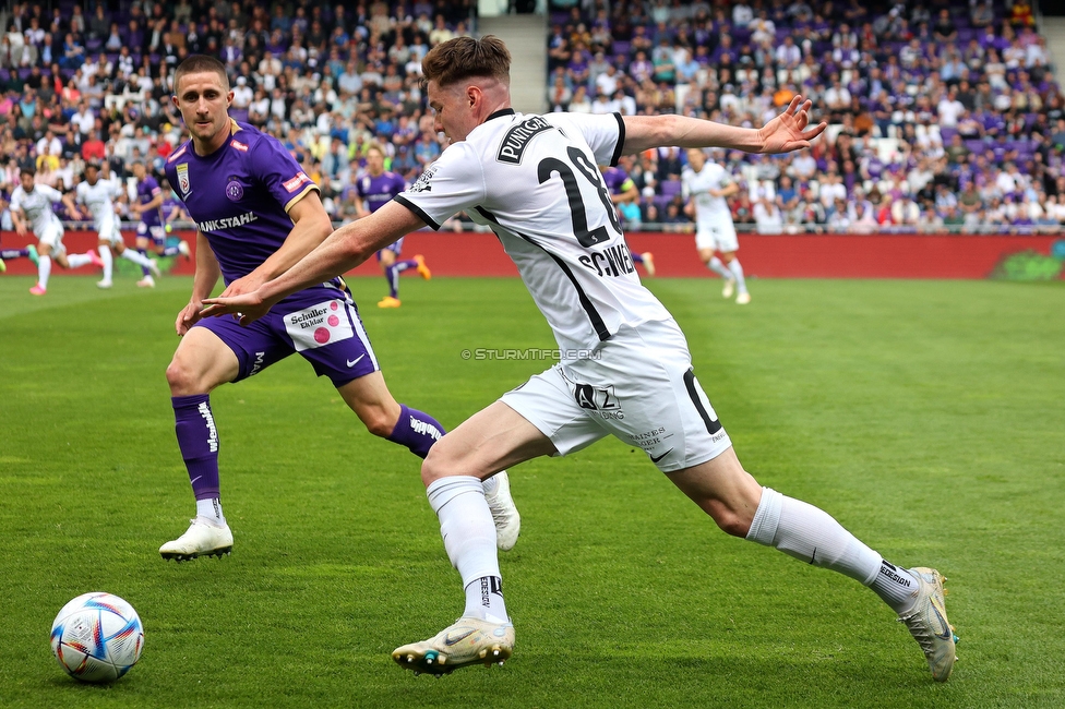 Austria Wien - Sturm Graz
Oesterreichische Fussball Bundesliga, 28. Runde, FK Austria Wien - SK Sturm Graz, Franz Horr Stadion Wien, 07.05.2023. 

Foto zeigt David Schnegg (Sturm)
