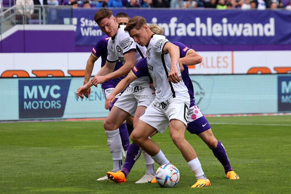 Austria Wien - Sturm Graz
Oesterreichische Fussball Bundesliga, 28. Runde, FK Austria Wien - SK Sturm Graz, Franz Horr Stadion Wien, 07.05.2023. 

Foto zeigt Alexander Prass (Sturm)
