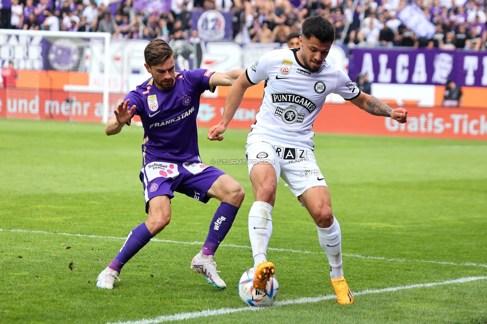 Austria Wien - Sturm Graz
Oesterreichische Fussball Bundesliga, 28. Runde, FK Austria Wien - SK Sturm Graz, Franz Horr Stadion Wien, 07.05.2023. 

Foto zeigt Jusuf Gazibegovic (Sturm)
