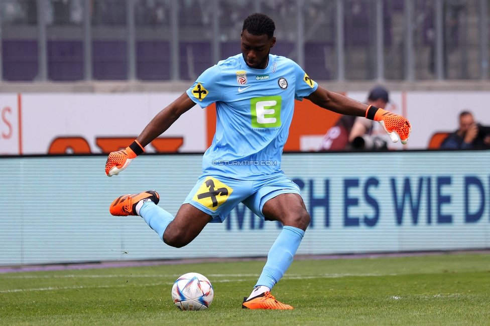 Austria Wien - Sturm Graz
Oesterreichische Fussball Bundesliga, 28. Runde, FK Austria Wien - SK Sturm Graz, Franz Horr Stadion Wien, 07.05.2023. 

Foto zeigt Arthur Okonkwo (Sturm)
