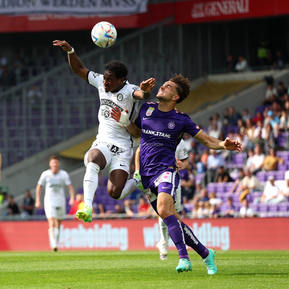 Austria Wien - Sturm Graz
Oesterreichische Fussball Bundesliga, 28. Runde, FK Austria Wien - SK Sturm Graz, Franz Horr Stadion Wien, 07.05.2023. 

Foto zeigt Bryan Silva Teixeira Jr. (Sturm)
