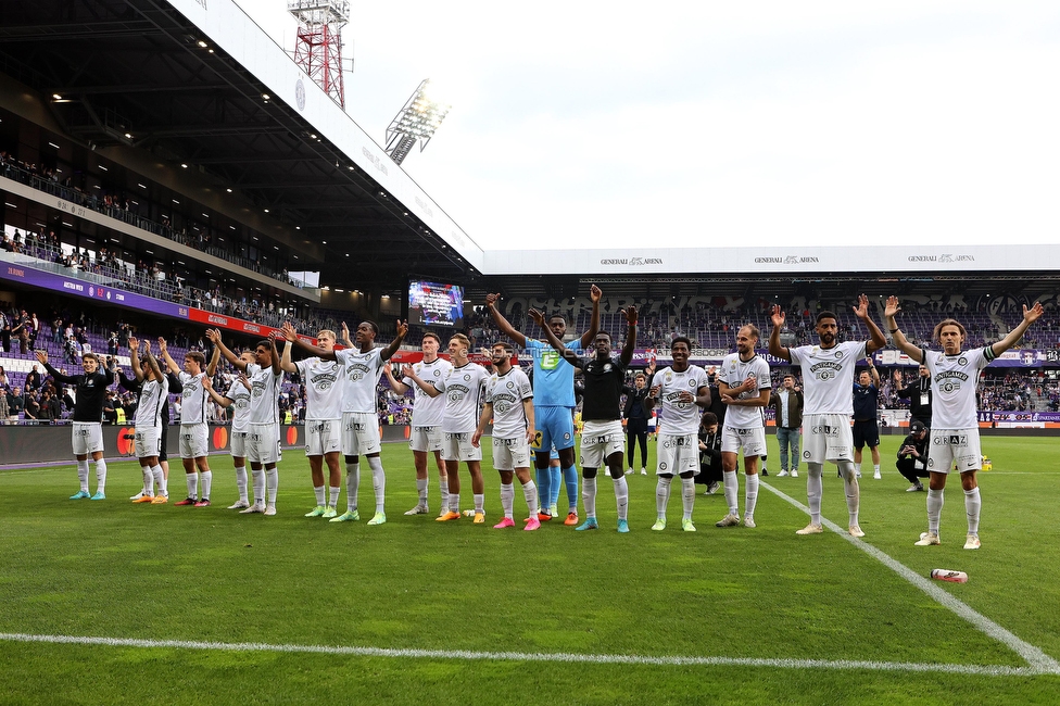 Austria Wien - Sturm Graz
Oesterreichische Fussball Bundesliga, 28. Runde, FK Austria Wien - SK Sturm Graz, Franz Horr Stadion Wien, 07.05.2023. 

Foto zeigt die Mannschaft von Sturm
