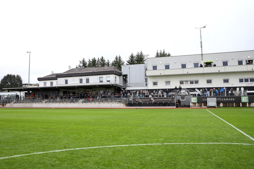 Sturm Damen - St. Poelten
OEFB Frauen Bundesliga, 15. Runde, SK Sturm Graz Damen - SKN St. Poelten, Trainingszentrum Messendorf, 13.05.2023. 

Foto zeigt das Trainingszentrum Messendorf mit Fans von Sturm
