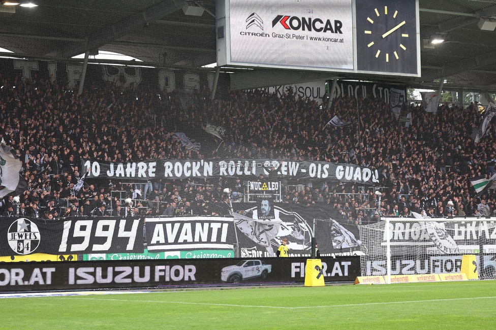 Sturm Graz - Austria Klagenfurt
Oesterreichische Fussball Bundesliga, 29. Runde, SK Sturm Graz - SK Austria Klagenfurt, Stadion Liebenau Graz, 14.05.2023. 

Foto zeigt Fans von Sturm mit einem Spruchband
Schlüsselwörter: rollicrew