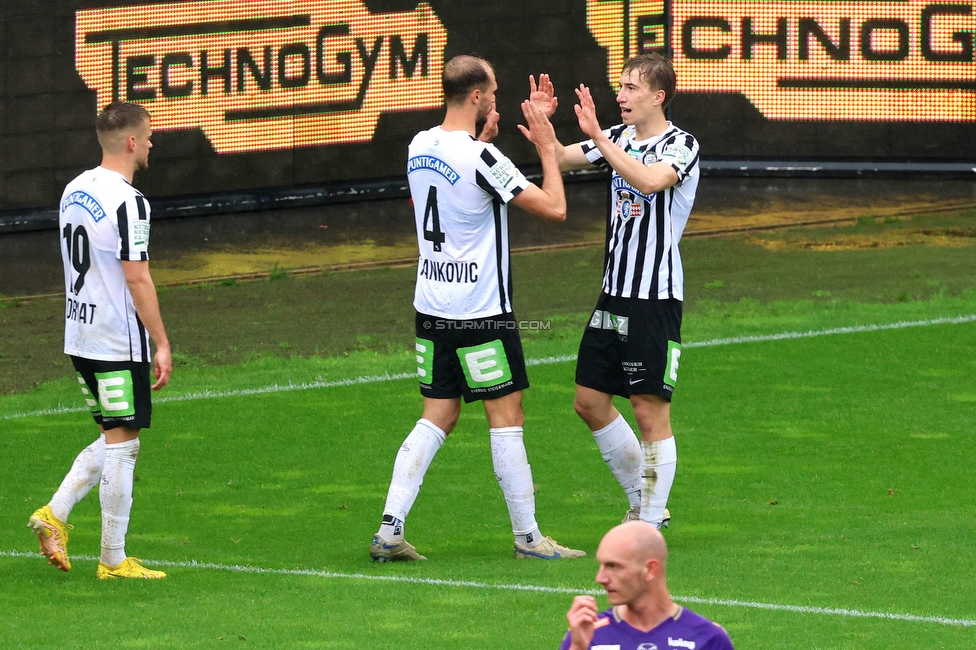 Sturm Graz - Austria Klagenfurt
Oesterreichische Fussball Bundesliga, 29. Runde, SK Sturm Graz - SK Austria Klagenfurt, Stadion Liebenau Graz, 14.05.2023. 

Foto zeigt David Affengruber (Sturm)
Schlüsselwörter: torjubel