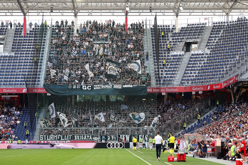 RB Salzburg - Sturm Graz
Oesterreichische Fussball Bundesliga, 30. Runde, FC RB Salzburg - SK Sturm Graz, Stadion Wals-Siezenheim, 21.05.2023. 

Foto zeigt Fans von Sturm
