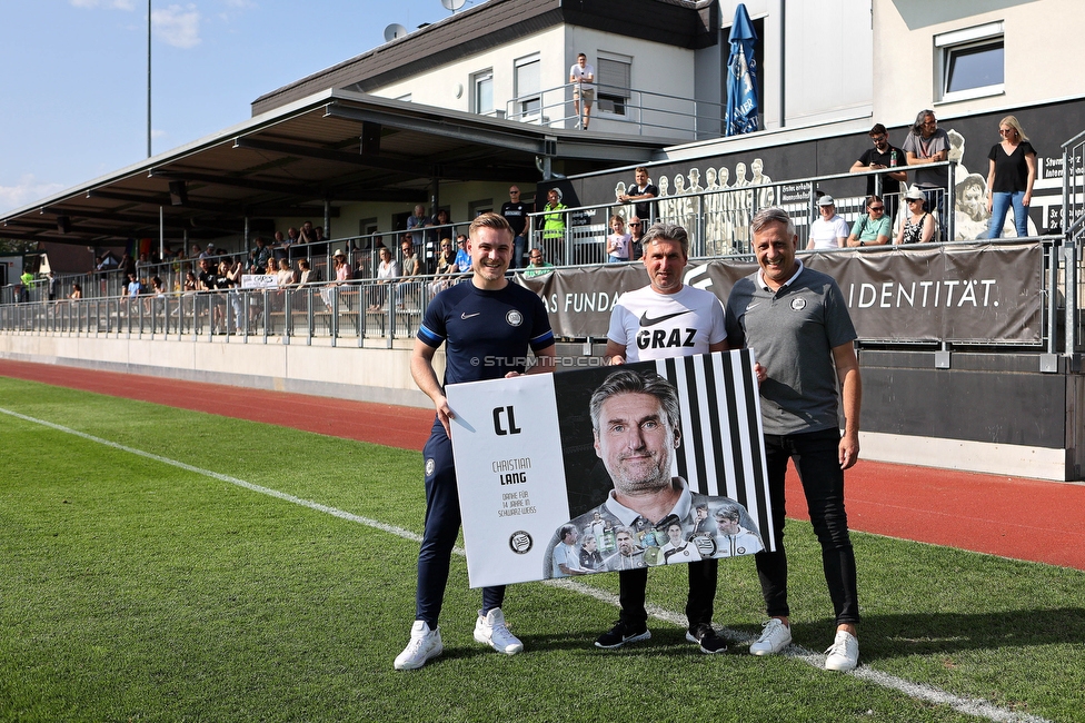 Sturm Damen - Altenmarkt
OEFB Frauen Bundesliga, 17. Runde, SK Sturm Graz Damen - SKV Altenmarkt, Trainingszentrum Messendorf, 27.05.2023. 

Foto zeigt Michael Erlitz (Sportlicher Leiter Sturm Damen), Christian Lang (Cheftrainer Sturm Damen) und Helmut Degen (Organisatorischer Leiter Sturm Damen)
