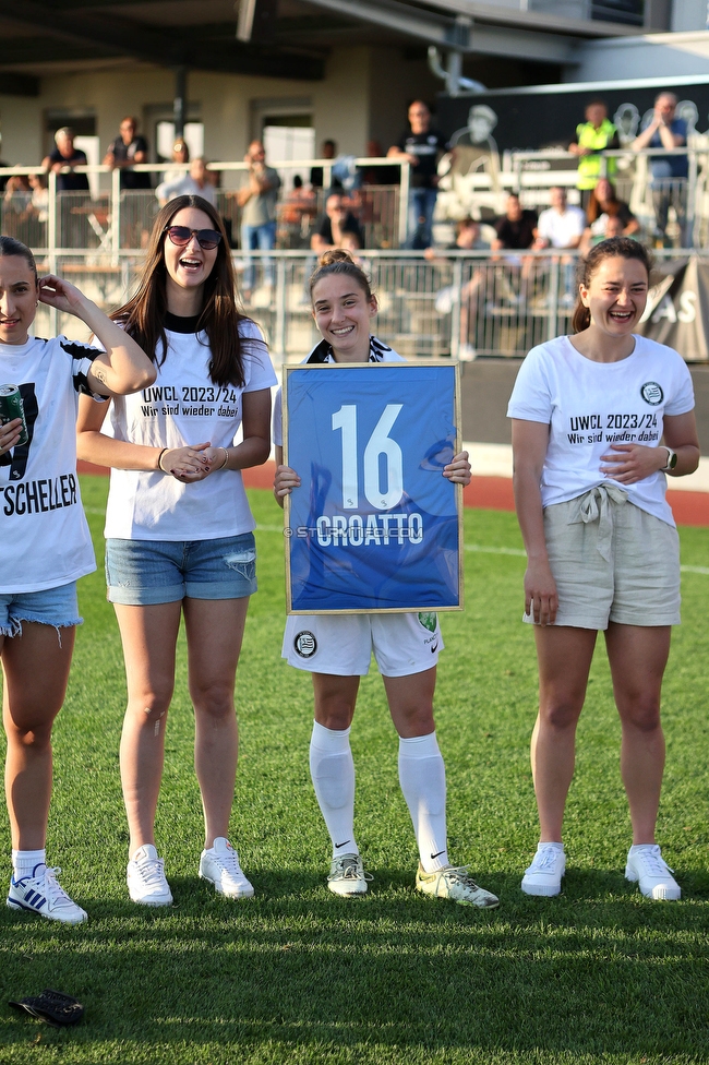 Sturm Damen - Altenmarkt
OEFB Frauen Bundesliga, 17. Runde, SK Sturm Graz Damen - SKV Altenmarkt, Trainingszentrum Messendorf, 27.05.2023. 

Foto zeigt Michela Croatto (Sturm Damen), Anna Malle (Sturm Damen) und Vanessa Gritzner (Sturm Damen)
