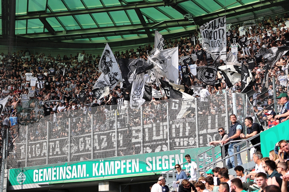 Rapid Wien - Sturm Graz
Oesterreichische Fussball Bundesliga, 31. Runde, SK Rapid Wien - SK Sturm Graz, Weststadion Wien, 28.05.2023. 

Foto zeigt Fans von Sturm
