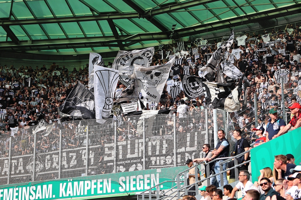 Rapid Wien - Sturm Graz
Oesterreichische Fussball Bundesliga, 31. Runde, SK Rapid Wien - SK Sturm Graz, Weststadion Wien, 28.05.2023. 

Foto zeigt Fans von Sturm
