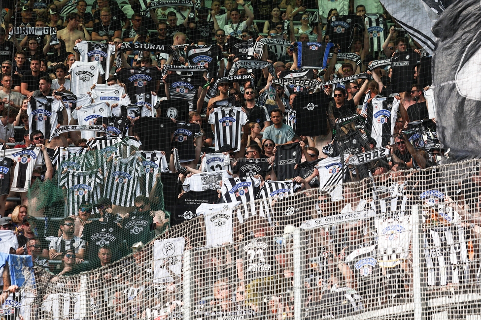 Rapid Wien - Sturm Graz
Oesterreichische Fussball Bundesliga, 31. Runde, SK Rapid Wien - SK Sturm Graz, Weststadion Wien, 28.05.2023. 

Foto zeigt Fans von Sturm
